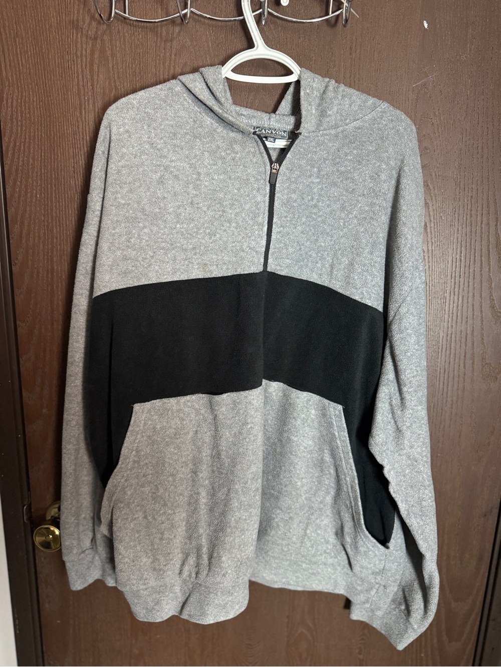 Canon Gray and Black Half-Zip Hoodie